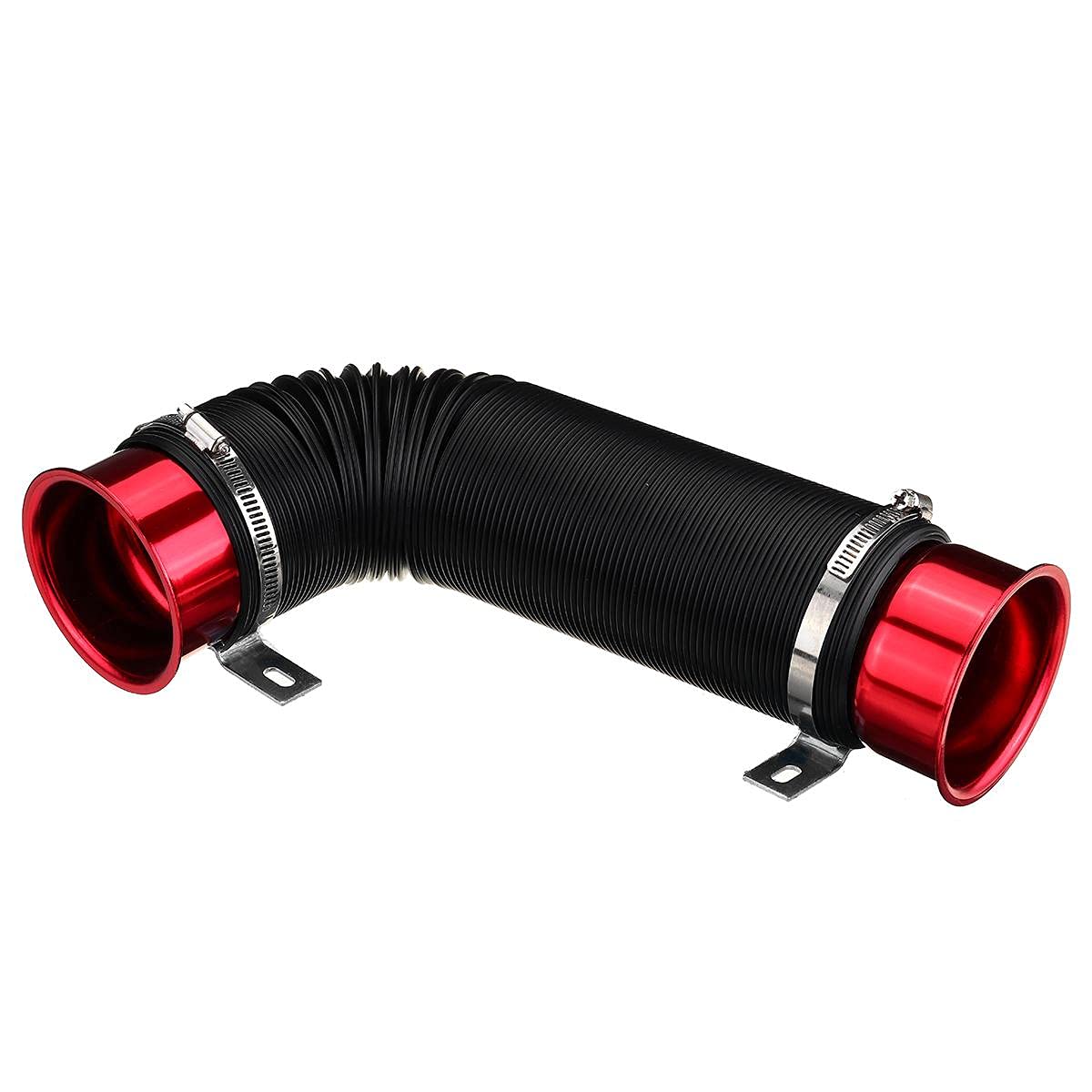 Luftfilter-Ansaugschlauch Auto-Luftfiltereinlass 76 mm 1 m Kaltrohr Flexibler Kanalzufuhrschlauchsatz mit Blasdüseneinlassklemme Rohrschlauch Luftansaugrohr Ansaugschlauch Luftfilter für(Red) von LOHWSTRFG