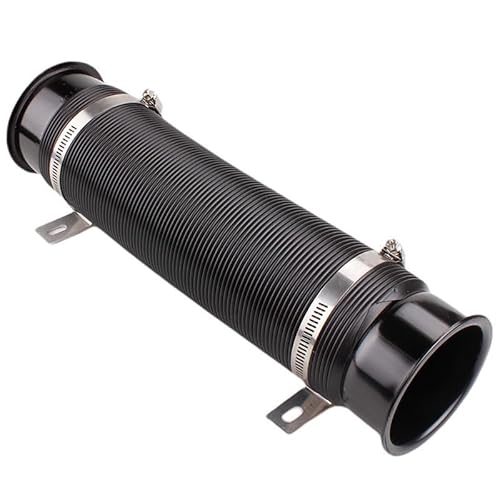 Luftfilter-Ansaugschlauch Universal 3 Zoll 76 MM Flexibler Automotor Kaltluft Turbo Ansaugschlauch Einlassführung Zuleitungsrohr Mit Anschluss und Halterung Ansaugschlauch Luftfilter für(Black) von LOHWSTRFG