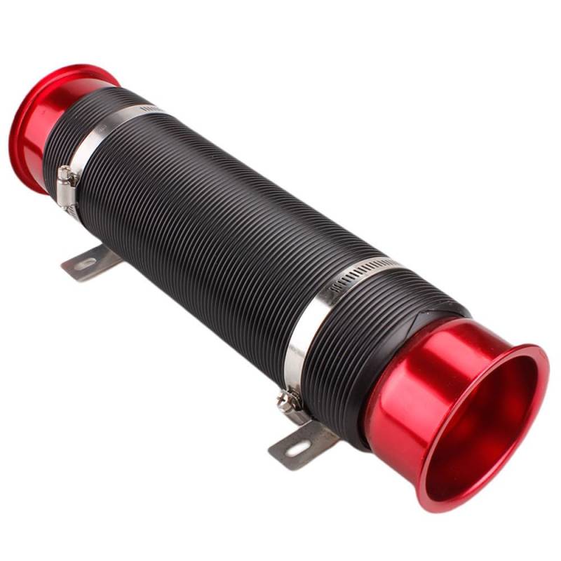 Luftfilter-Ansaugschlauch Universal 3 Zoll 76 MM Flexibler Automotor Kaltluft Turbo Ansaugschlauch Einlassführung Zuleitungsrohr Mit Anschluss und Halterung Ansaugschlauch Luftfilter für(Red) von LOHWSTRFG