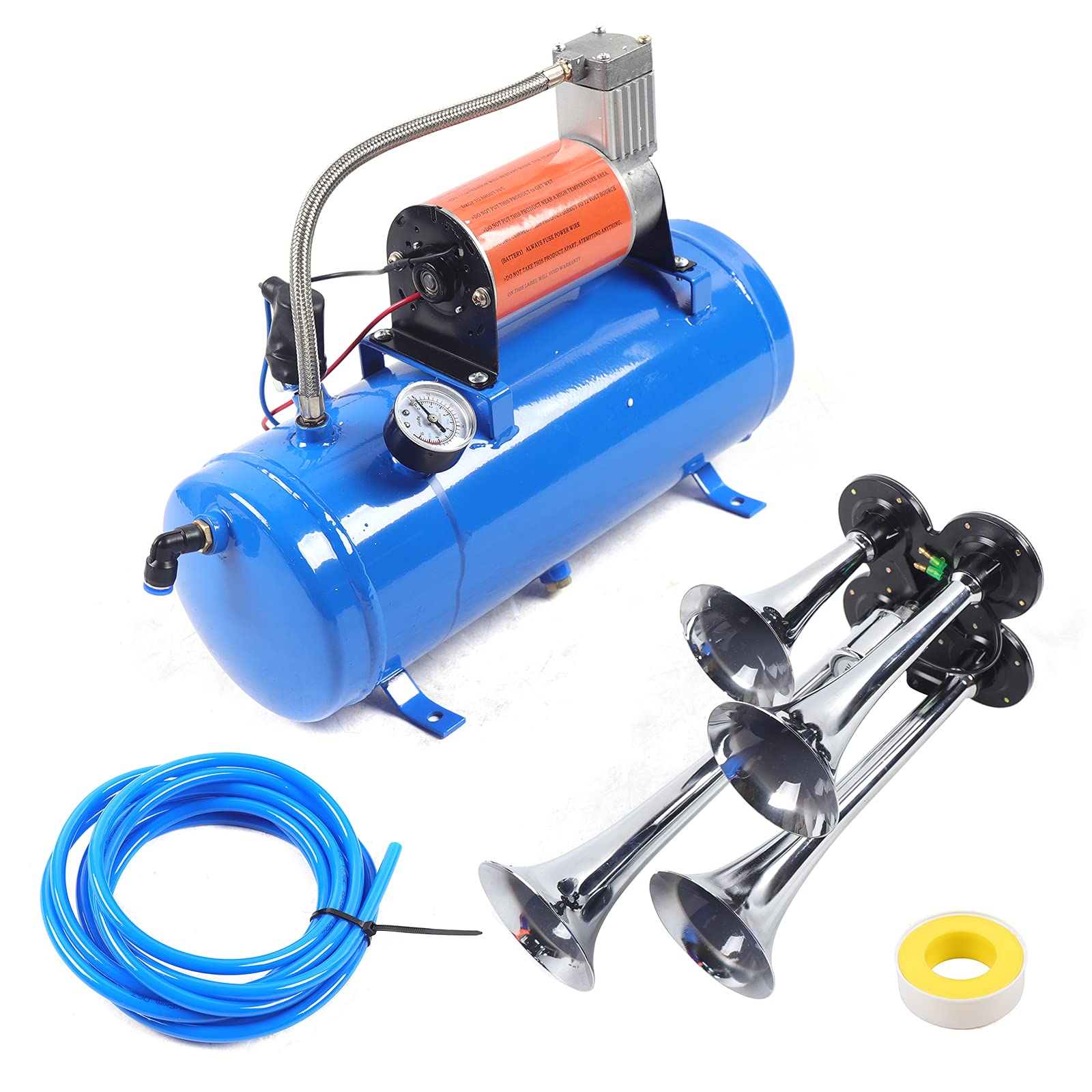 Air Horn Kit 6 Liter Luft Kompressor Compressor mit 150 PSI 12V 4-Schlauch-Horn Trumpet Lufthorn-Bausatz Train Luft Horn Kit Luft Kompressor Komplettsystem von LOIRIIC