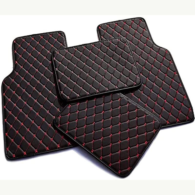 4Pcs Auto Fußmatten PU Leder Fußmatten Automotive Liner für Mercedes-Benz CLA Coupe (C117) 2014-2019,Vorne Hinten Matten Fuß pad Protector,D-Black-red von LOKORI