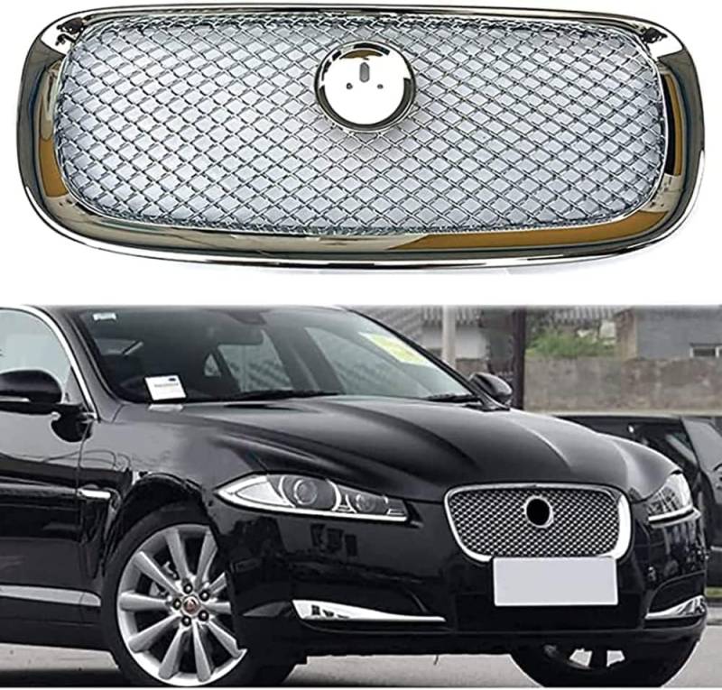 Auto Frontschürze Grill für Jaguar XF 2012 2013 2014 2015,Frontgrill Mittel netz gitter Montage rahmen abdeckung Außen Bodykit Teil von LOKORI