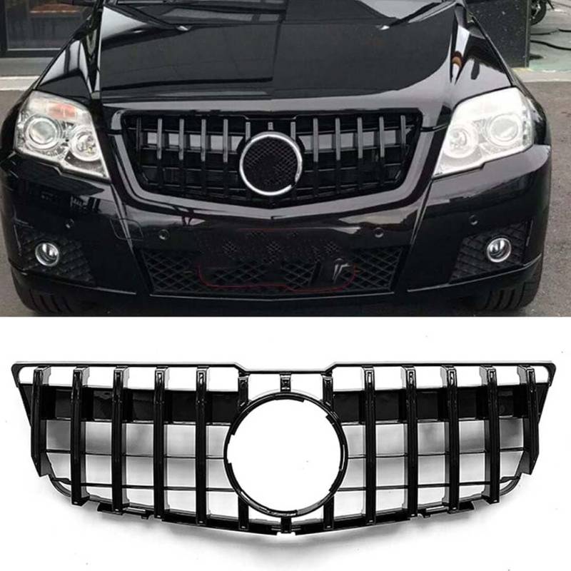 Auto Frontschürze Grill für Mercedes Benz Benz GLK Class X204 GLK250 GLK300 GLK350 2008-2012 GT,Frontgrill Mittel netz gitter Montage rahmen abdeckung Außen Bodykit Teil,A-Black von LOKORI