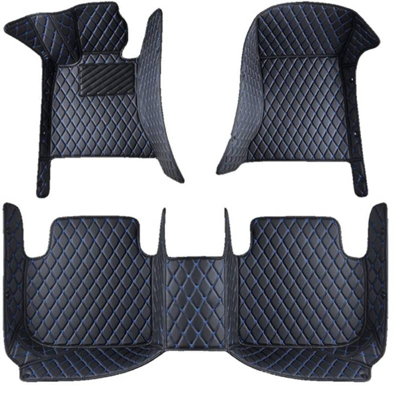 Car Leather Floor Mats Suitable for Audi Q8 2018-2023(LHD),All-Weather Protection Waterproof Non-Slip Car Accessories,B/Black+Blue von LOKORI