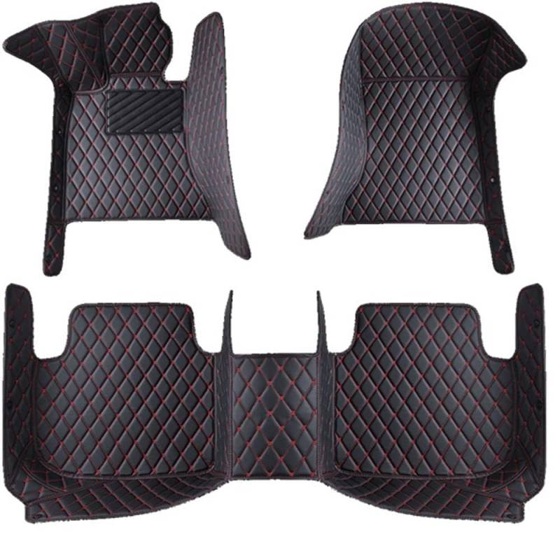 Car Leather Floor Mats Suitable for Mercedes-Benz C-Class W204 S204 C204 W205 S205 A205 C205 W206 S206 2007-2022(LHD),All-Weather Protection Waterproof Non-Slip Car Accessories,A/Black+Red von LOKORI