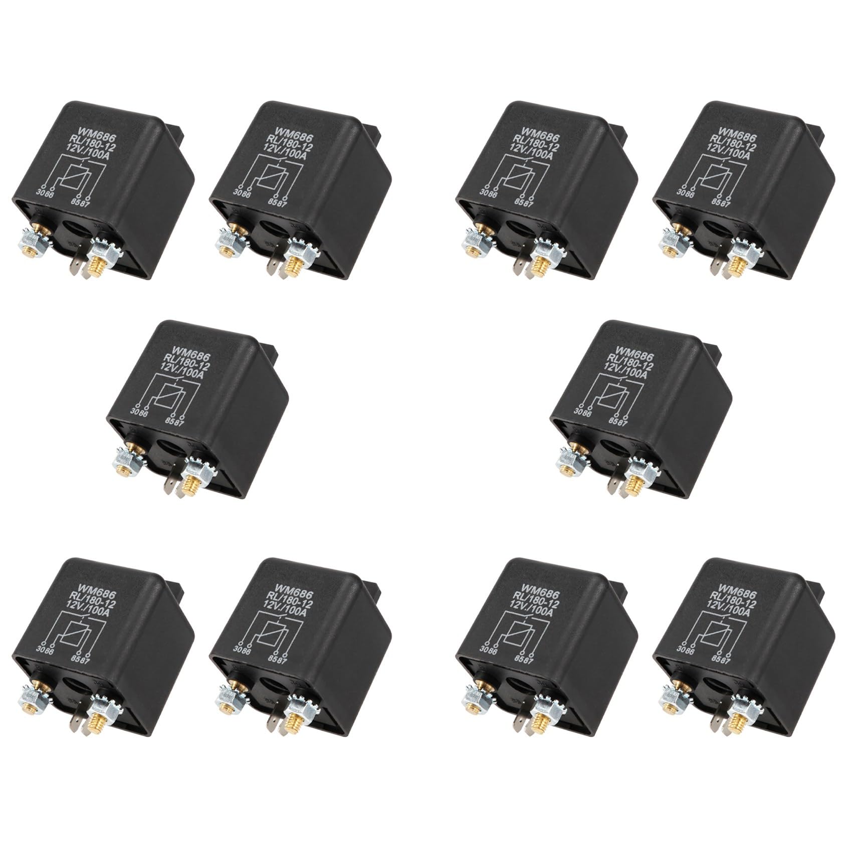 LOLPALONE 10X 12V 100Amp 4-Pin Schwer Pflicht EIN/Aus Schalter Split Charge Relay für Auto Boot Van Schwarz von LOLPALONE