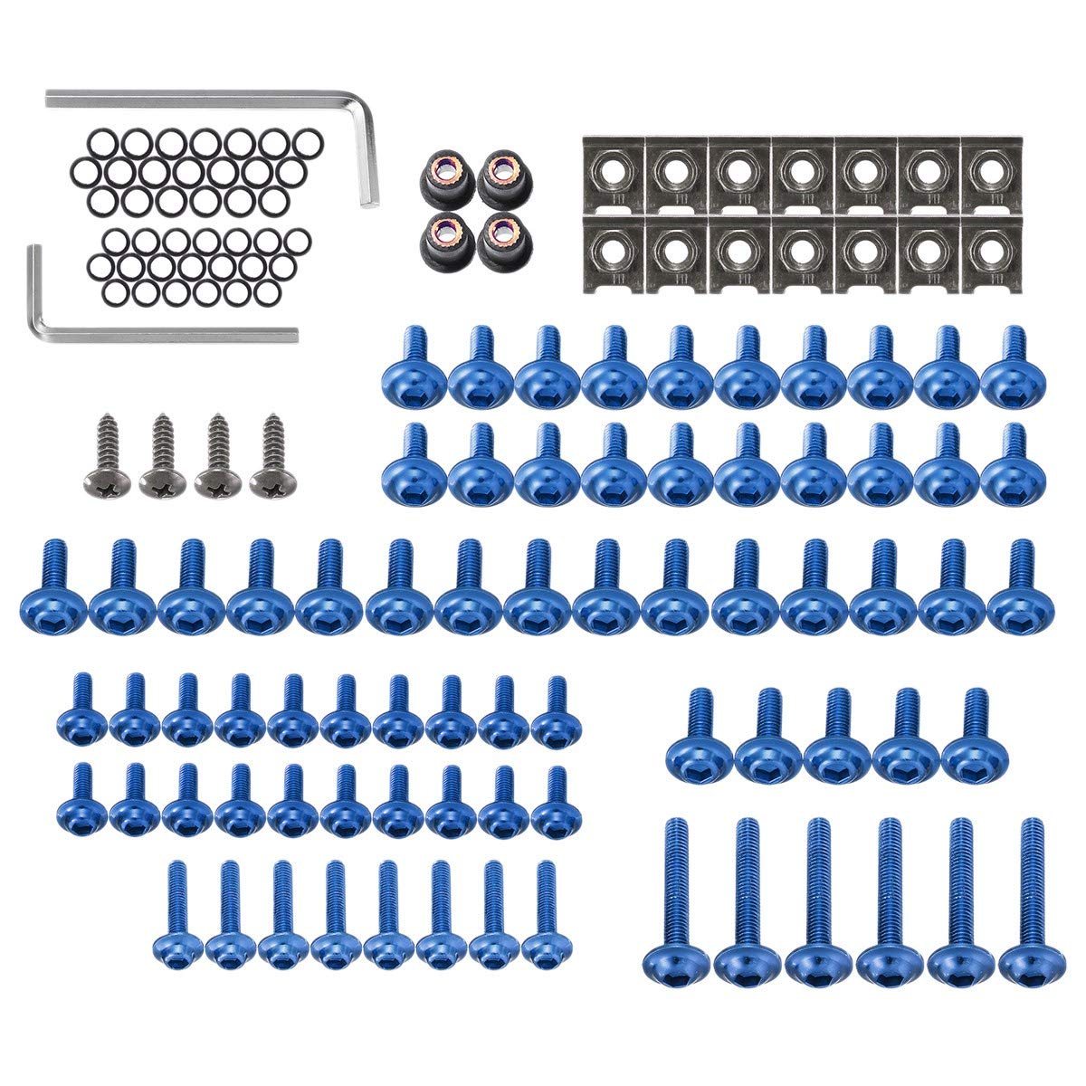 LOLPALONE 137 StüCke Universal Motorrad Verkleidung Bolzen Schraube Befestigungs Satz Befestigungs Clips Schraub Muttern Blau von LOLPALONE