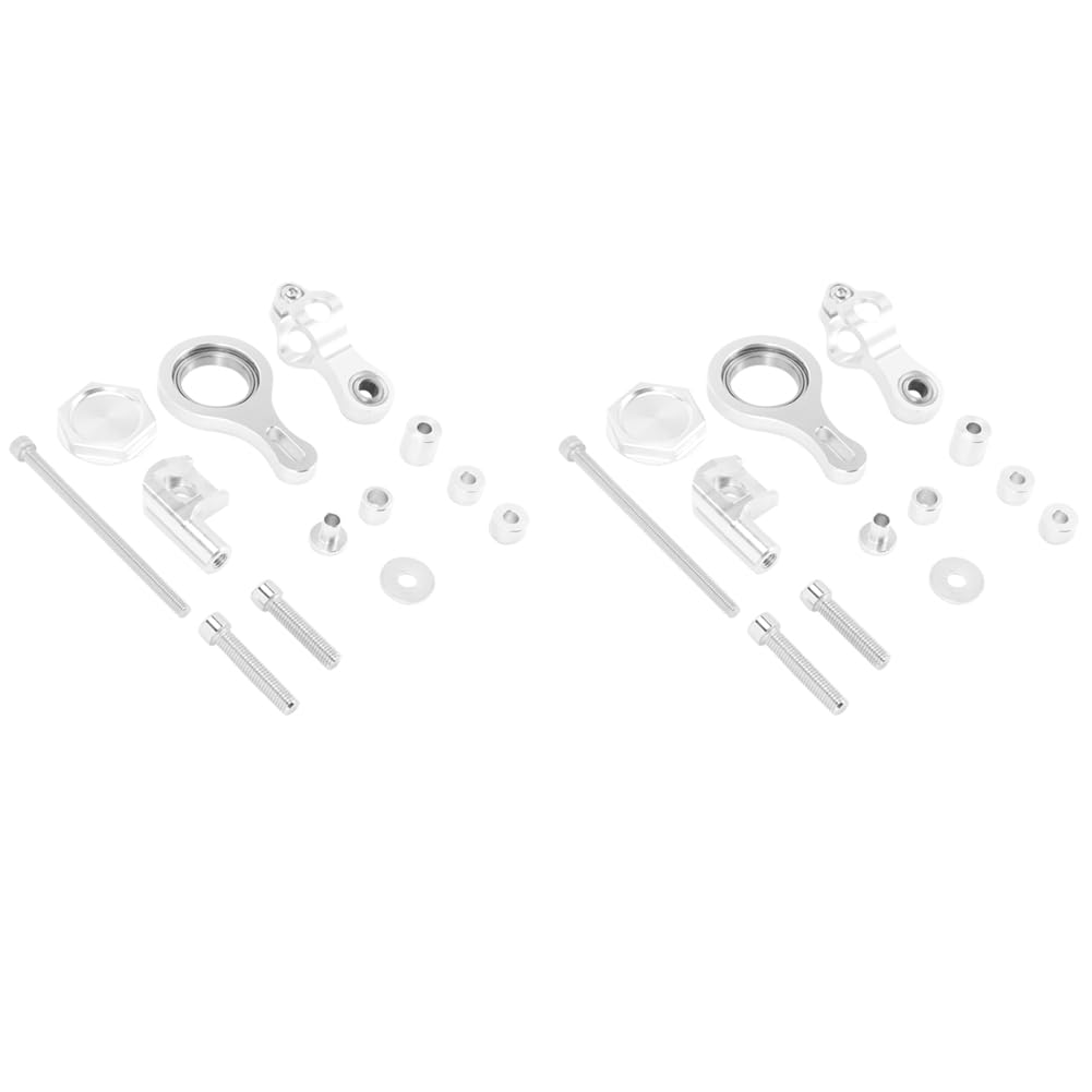 LOLPALONE 2 Satz CNC Aluminium Einstellbare Motorräder Lenkstabilisator Dämpfer Halterung Mount Kit für YZF R6 2006-2017/ R1 2009-2012 Silber von LOLPALONE