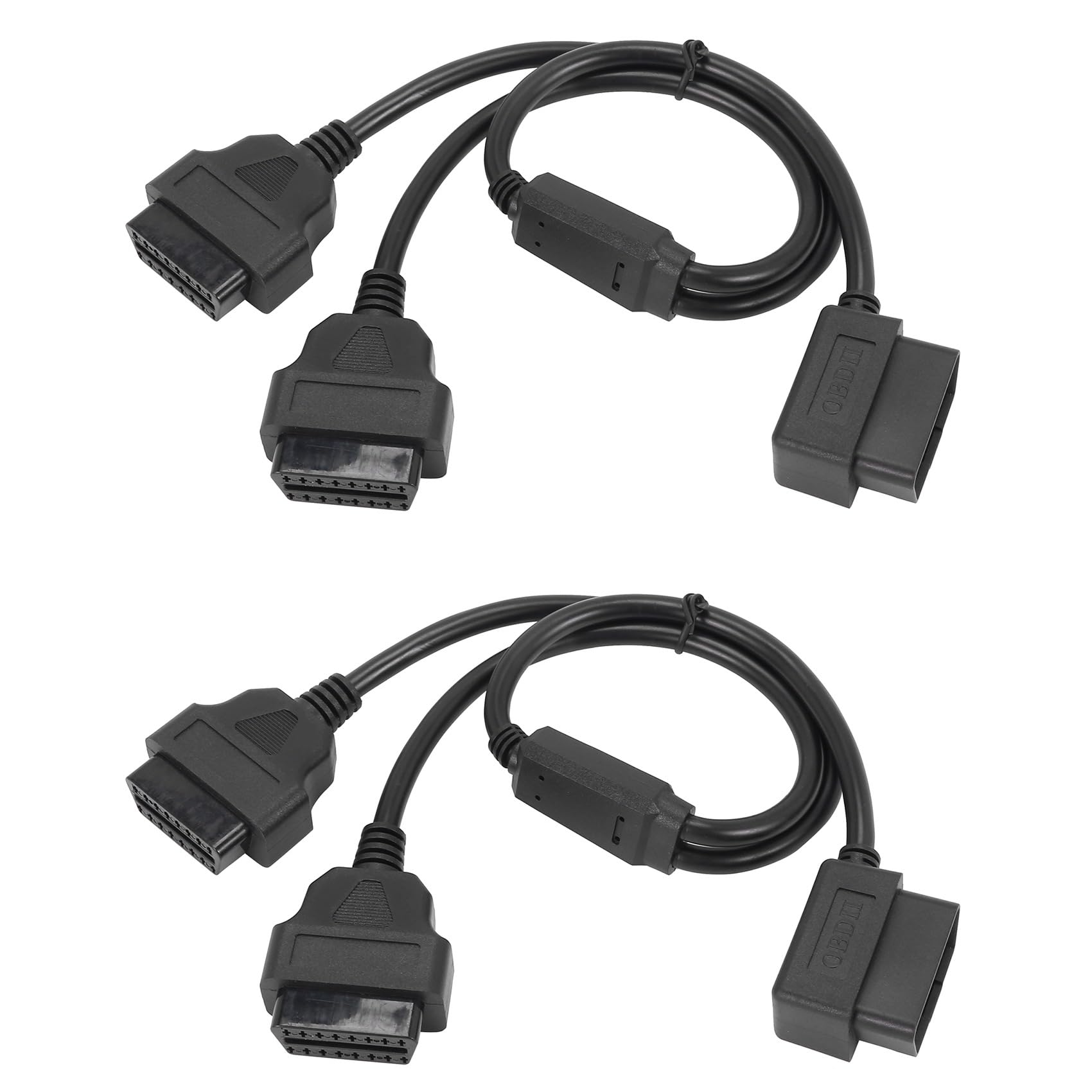 LOLPALONE 2 x 50 cm Y-Stil OBDII Adapter-Splitterkabel Stecker auf Dual-Buchse OBD2 Diagnosewerkzeug Kfz-Anschlusskabel von LOLPALONE