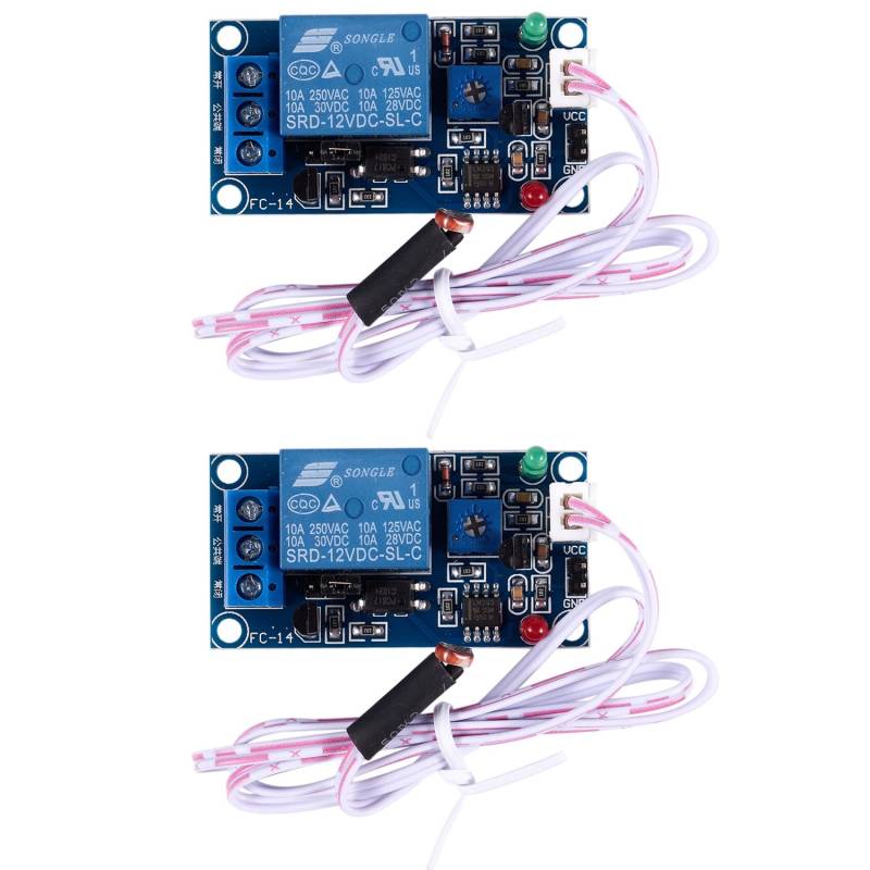 LOLPALONE 2 x DC 12 V Fotoelektrischer Schalter, Sensorrelaismodul, 50 mm x 25 mm, W 2 Kabel von LOLPALONE