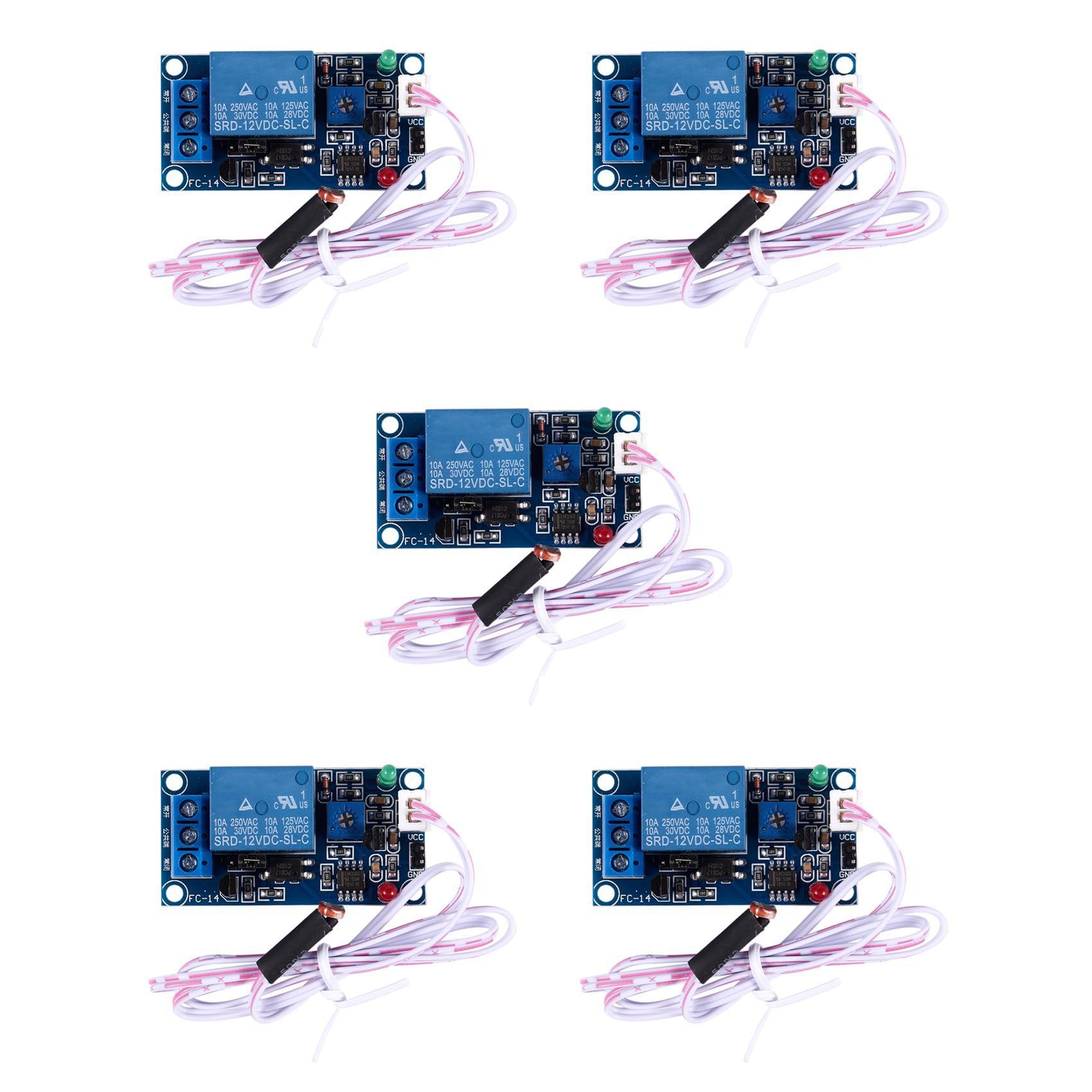 LOLPALONE 5X DC 12V Lichtschranke Sensor Relaismodul 50mmx25mm W 2 Kabel von LOLPALONE