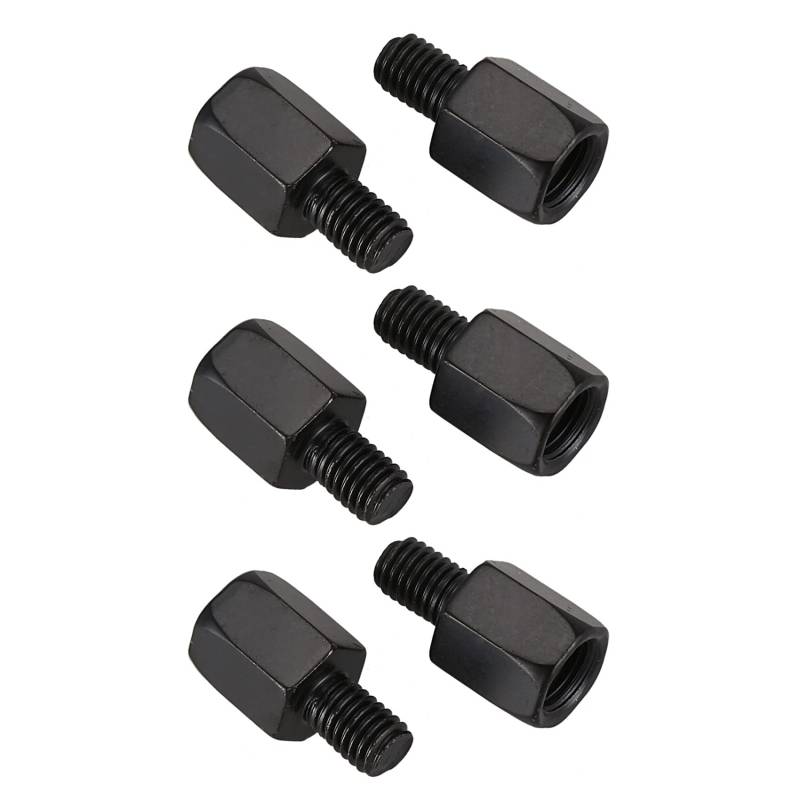 LOLPALONE 6 PCS Motorrad Spiegeladapter Konvertiert 8MM im Uhrzeigersinn in 10MM Schwarz von LOLPALONE