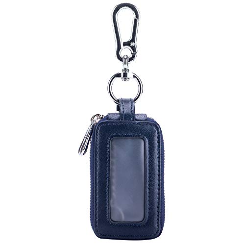 LOLPALONE PU Home Auto SchlüSseletui Doppeltasche ReißVerschluss Mini GeldböRse Herren und Damen SchlüSselbund Transparent Tasche Blau von LOLPALONE