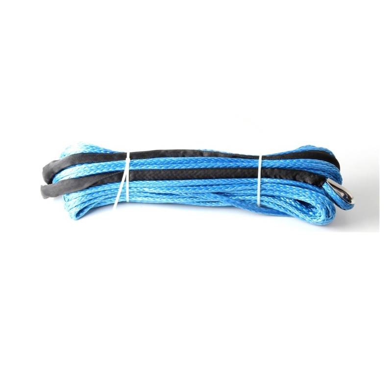 Synthetisches Windenseil 1/4''x50' 6mm*12m 12 Strang Offroad Uhmwpe Synthetisches Zugwindenseil mit 1,5m Hülse und Kausche for ATV/UTV/SUV/4X4/4WD(6mm 12m Blue) von LOMCOT