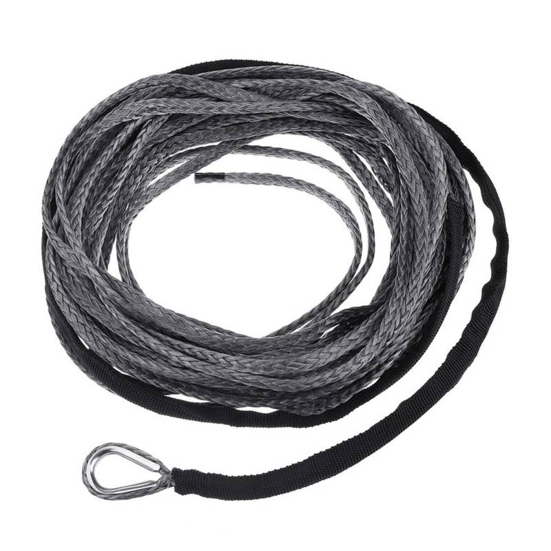 Synthetisches Windenseil 15 m 6 mm/7 mm Abschleppwindenkabel, Seilschnur, Kunstfaser, 5800 lbs/7700 lbs/9300 lbs for ATV UTV SUV 4X4 4WD(7mmx15m Grey) von LOMCOT