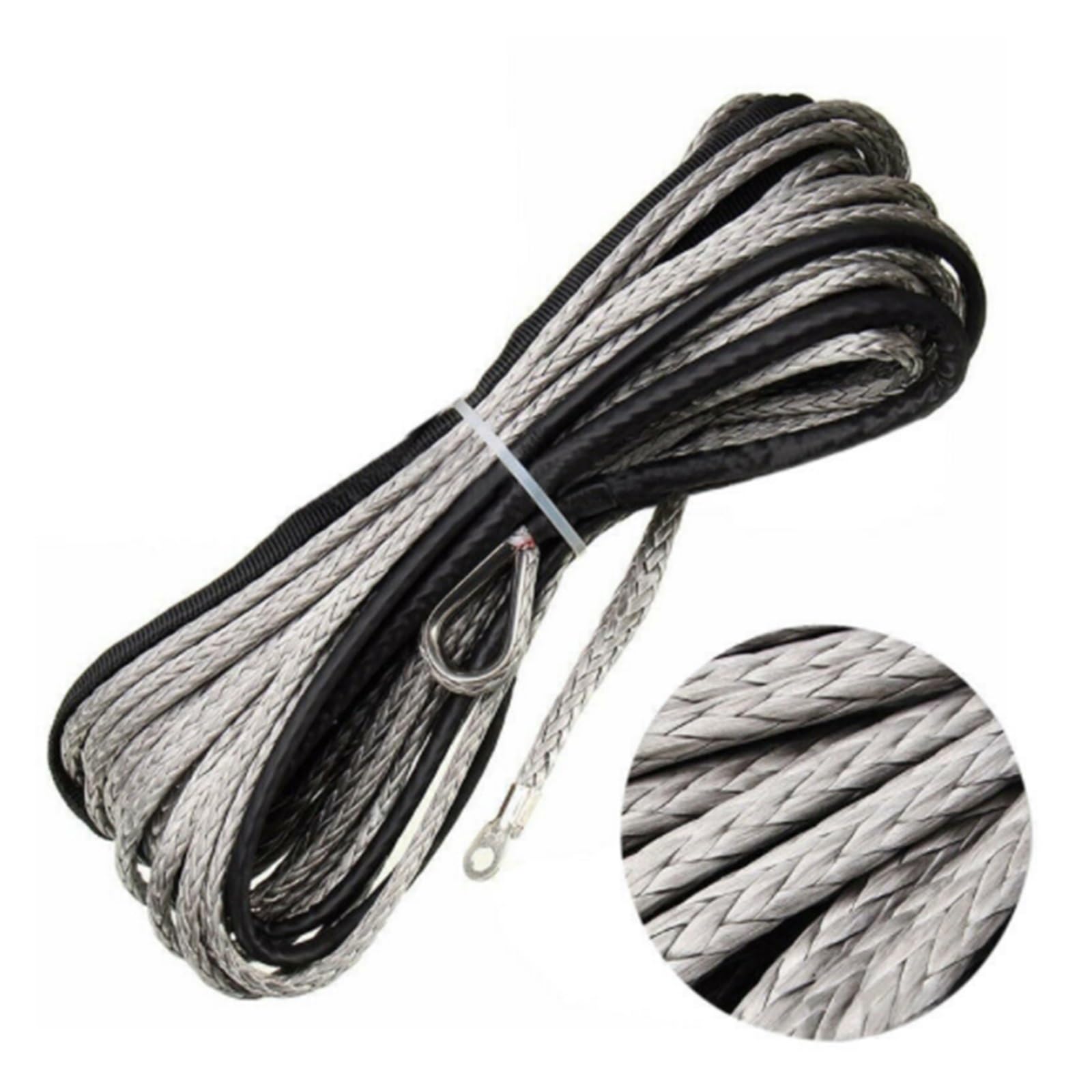 Synthetisches Windenseil 4,8 mm * 15 m (2,5 Tonnen) Synthetisches Windenseil-Bergungskabel for ATV, UTV, LKW, Boot, Winde, Abschleppseil(Grey) von LOMCOT