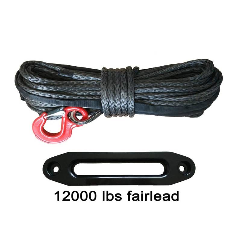 Synthetisches Windenseil-Kabelset 10mm * 30m Synthetische Windelinie mit Haken & 12000LBs Black Hawse Fairlead for 4WD-Erholung(Rood) von LOMCOT