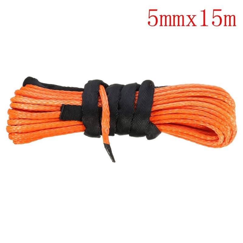 Synthetisches Windenseil-Kabelset 15m 5mm / 5,5 mm / 6mm Zugwinde Kabel Seil String Line Synthetische Faser 5500LBS / 7000LBS / 7700LBs for ATV UTV SUV 4x4 4WD(Gold) von LOMCOT