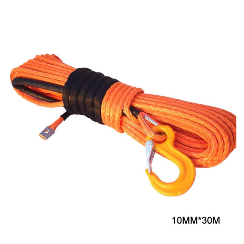 Synthetisches Windenseil-Kabelset 3/8 "* 100ft UHMWPE Winch Seil, ATV Winchkabel, Abschleppseilauto, Seil for elektrische Winden, AFF Road Seil(Orange) von LOMCOT