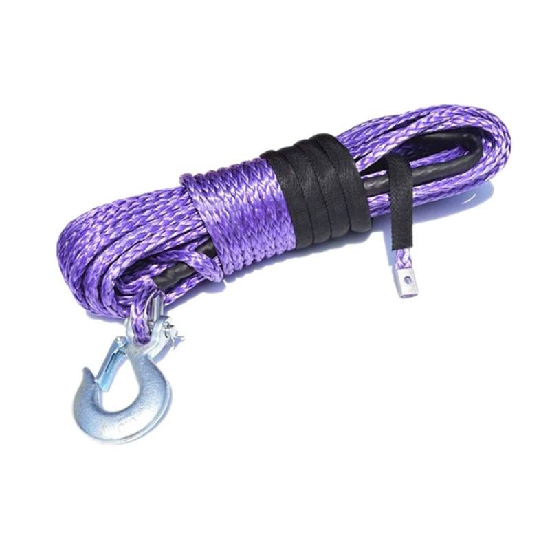 Synthetisches Windenseil-Kabelset 3/8 "* 100ft UHMWPE Winch Seil, ATV Winchkabel, Abschleppseilauto, Seil for elektrische Winden, AFF Road Seil(Purple) von LOMCOT