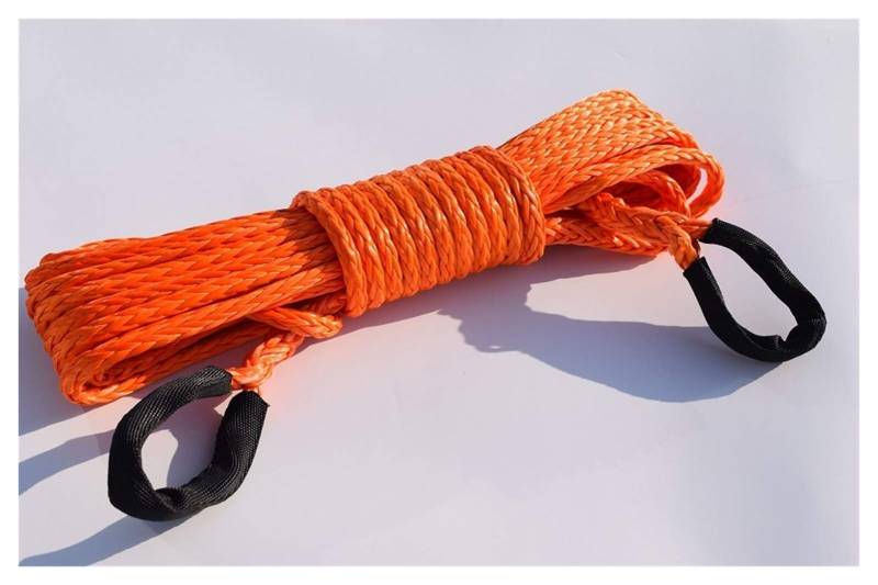 Synthetisches Windenseil-Kabelset 3/8 "* 50ft synthetische Winde-Seilverlängerung, 10-mm-ATV-Windekabel, Synthetisches Seil, Abschleppseil for Offroad-Autoteile(Orange) von LOMCOT