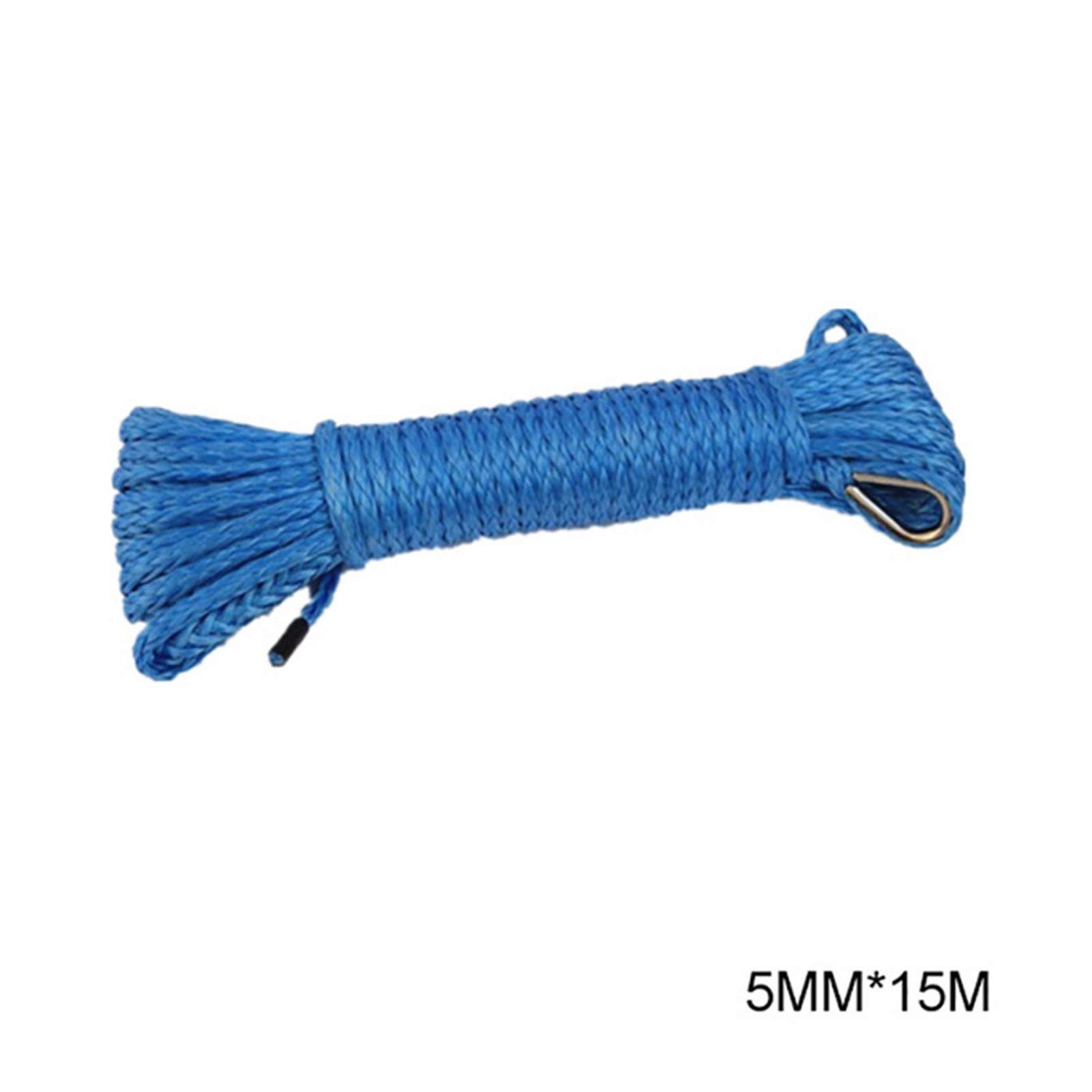 Synthetisches Windenseil-Kabelset 5mm * 15m 4mm * 15m ATV Winch Seil, Synthetisches Seil, ATV Winch Zubehör, Bootswindekabel, Winde Seil(Blue5mmx15m) von LOMCOT