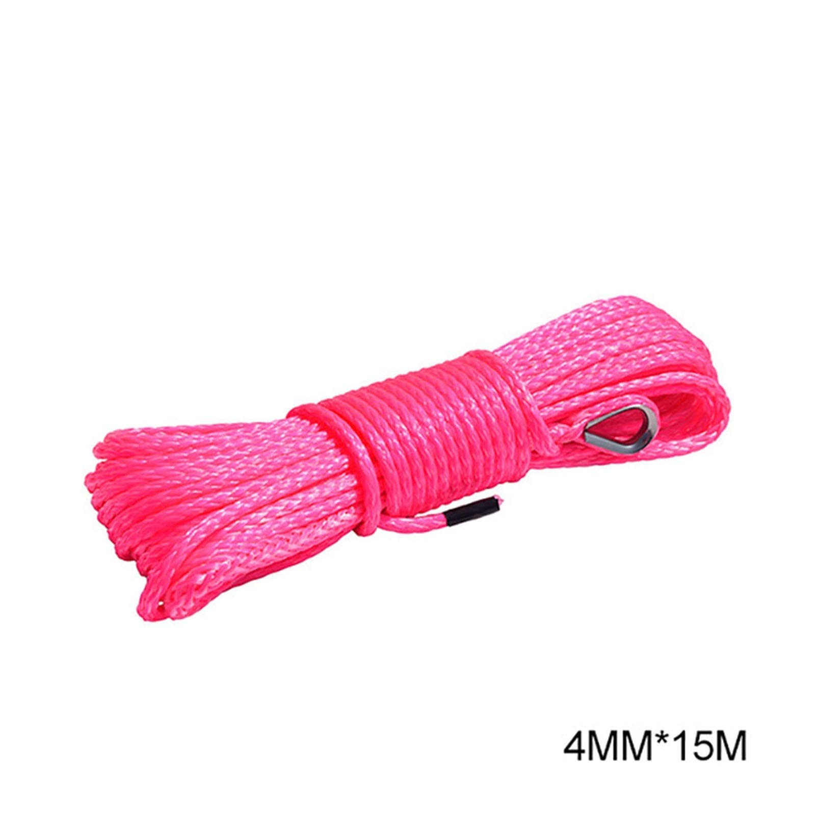 Synthetisches Windenseil-Kabelset 5mm * 15m 4mm * 15m ATV Winch Seil, Synthetisches Seil, ATV Winch Zubehör, Bootswindekabel, Winde Seil(Pink 4mmx15m) von LOMCOT