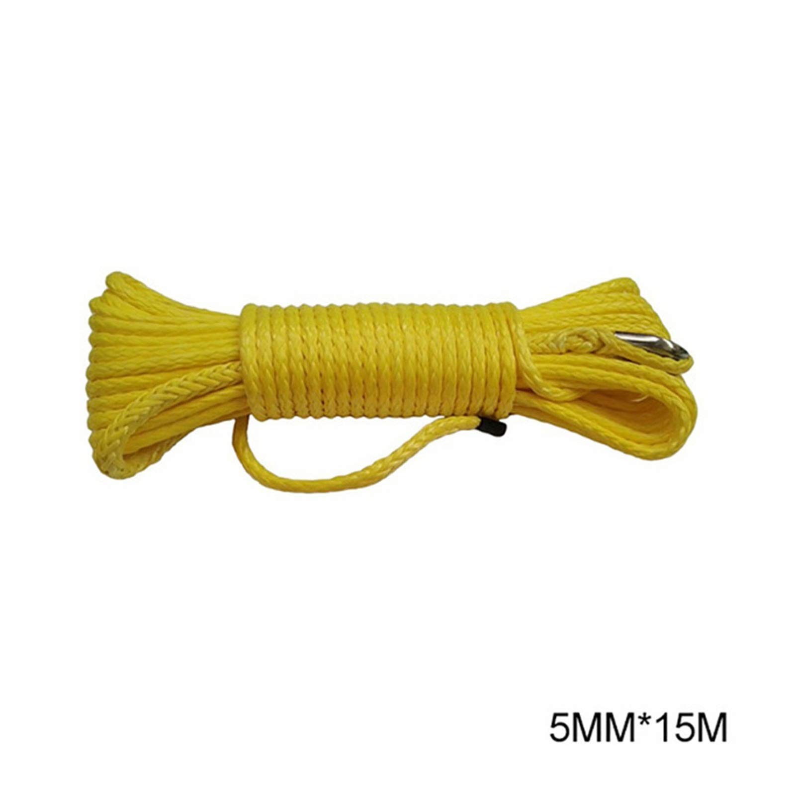 Synthetisches Windenseil-Kabelset 5mm * 15m 4mm * 15m ATV Winch Seil, Synthetisches Seil, ATV Winch Zubehör, Bootswindekabel, Winde Seil(Yellow5mmx15m) von LOMCOT