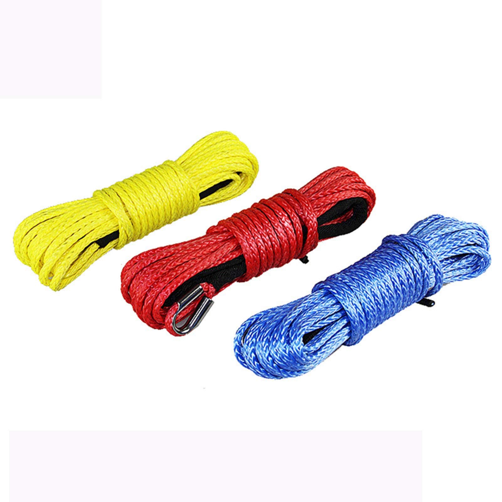 Synthetisches Windenseil-Kabelset 5mmx15m Großes Dichte Anhänger Seil Polymer Winde Seil ATV Traktionsseil(Yellow) von LOMCOT