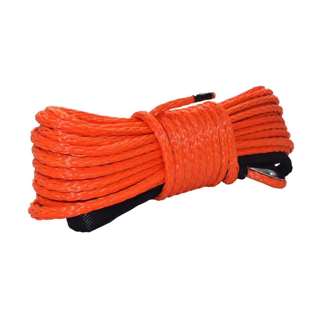 Synthetisches Windenseil-Kabelset 6mm * 15m Orange Synthetische Winde Seil, ATV Winch Line 6mm, ATV Winch Zubehör, Off Road Seil 6500 lbs von LOMCOT