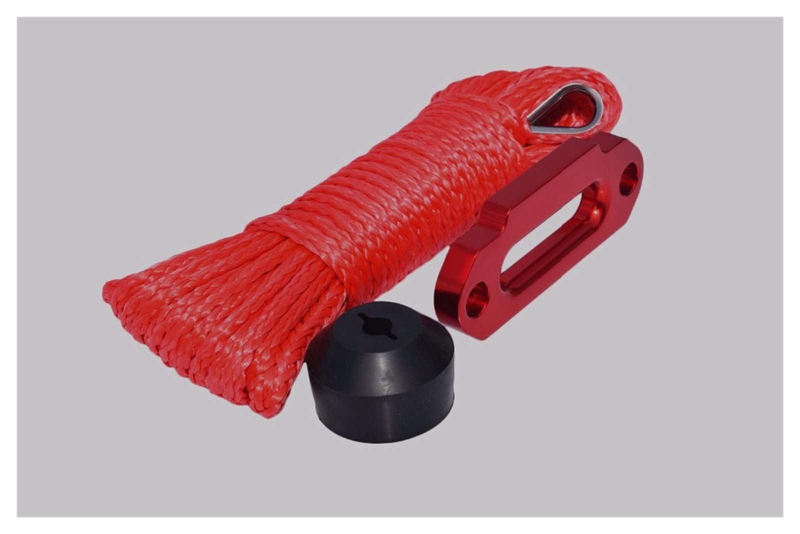 Synthetisches Windenseil-Kabelset 6mm * 15m rot ATV Winch Line In Winch Stopper, ATV Winchkabel, Synthetisches Windenseil, Plasma-Seil von LOMCOT