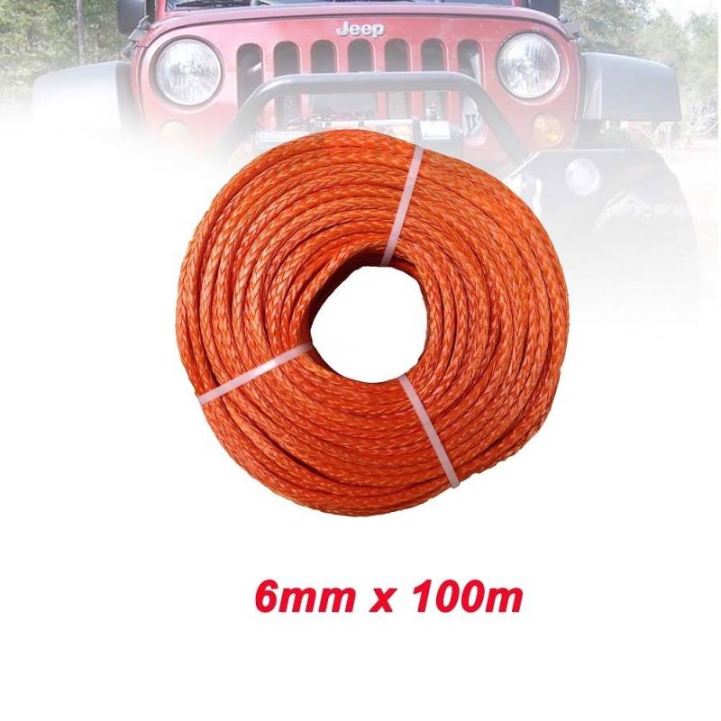 Synthetisches Windenseil-Kabelset 6mm x 100 Meter 12 Strang Synthetisches Seil Seilseil(Orange) von LOMCOT