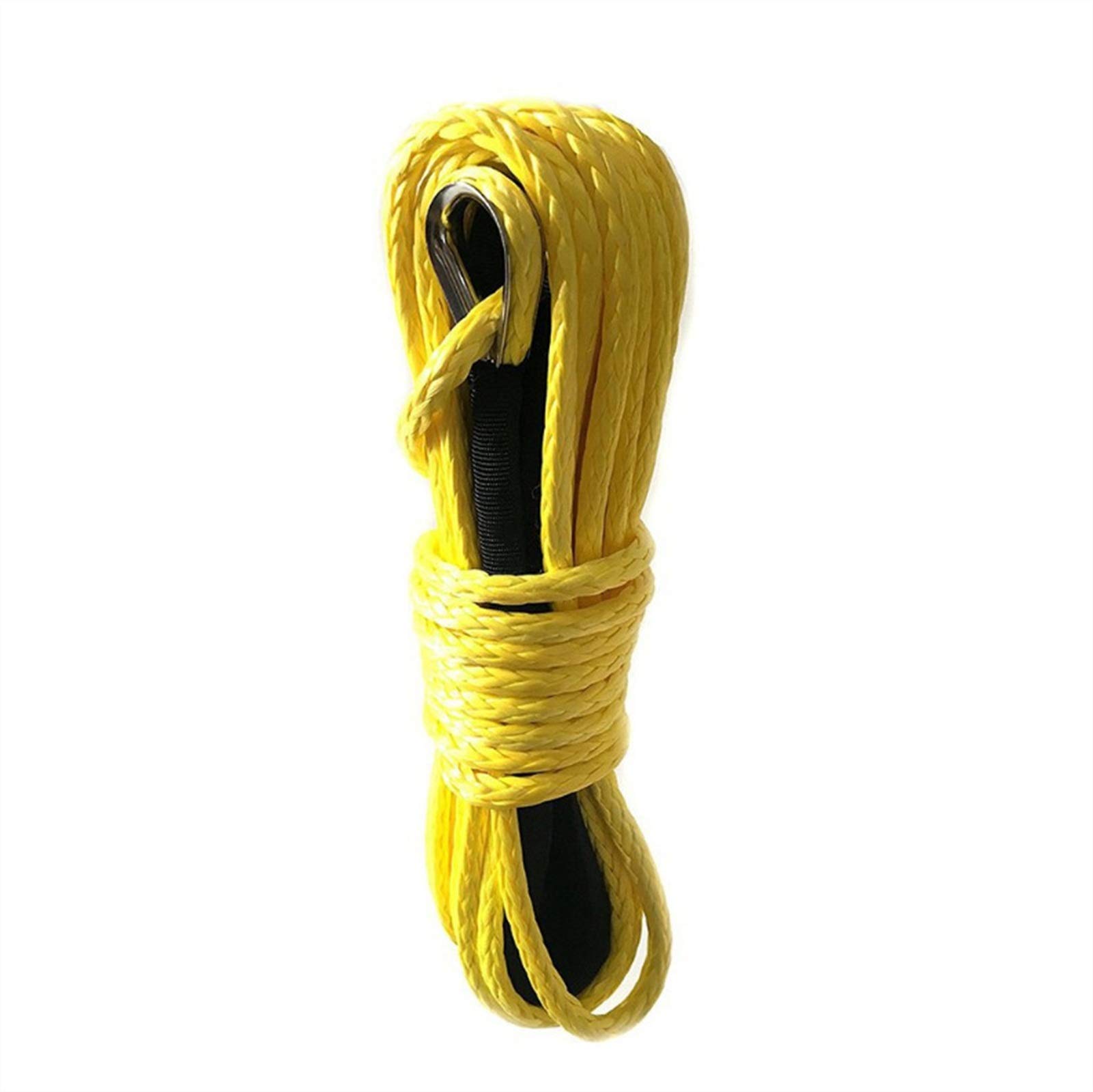 Synthetisches Windenseil-Kabelset 6mmx15m 1 / 4x50FT Autoanhänger Seilanhänger Mit Elektrischem Winde Seil Seilanhänger Seilseil(Yellow) von LOMCOT