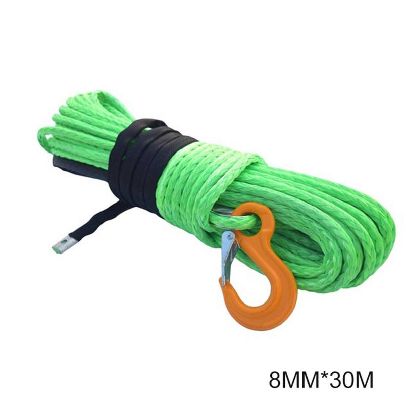 Synthetisches Windenseil-Kabelset 8mm * 30m ATV Winchkabel, Synthetisches Windenseil, Schleppseilauto for ATV UTV SUV OFN Racing(Green) von LOMCOT