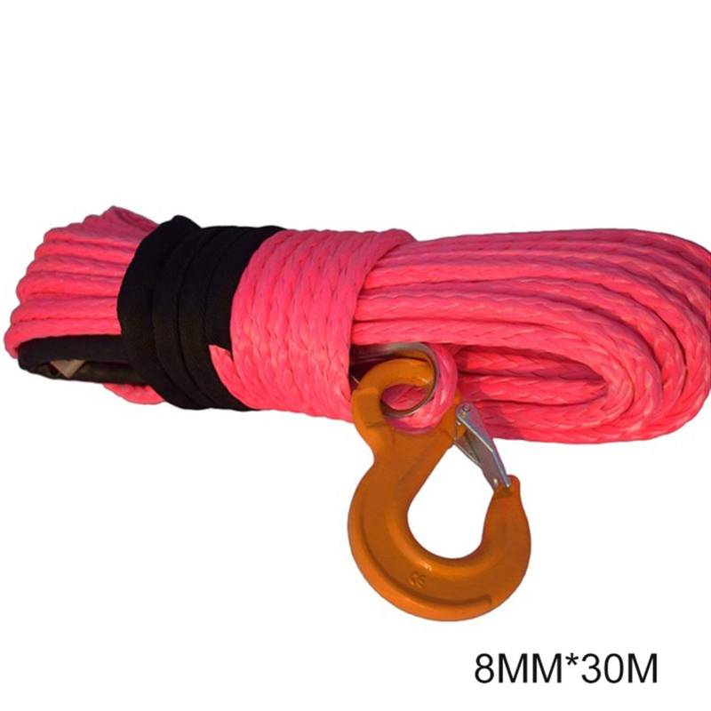 Synthetisches Windenseil-Kabelset 8mm * 30m ATV Winchkabel, Synthetisches Windenseil, Schleppseilauto for ATV UTV SUV OFN Racing(Pink) von LOMCOT