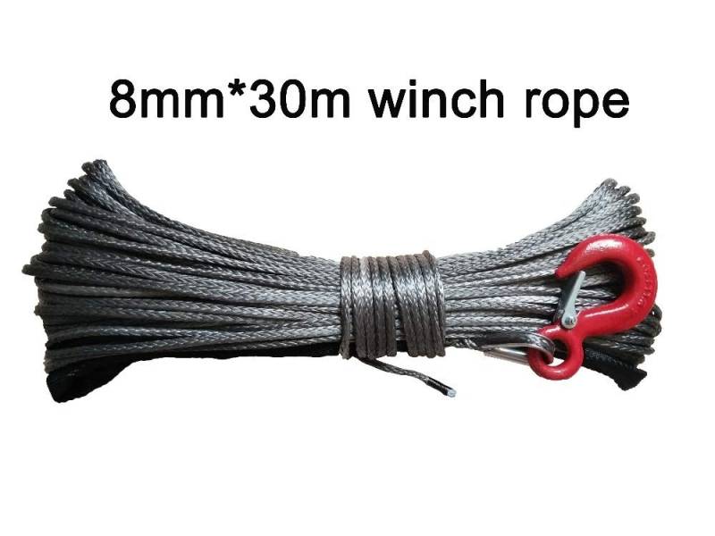 Synthetisches Windenseil-Kabelset 8mm * 30m Synthetisches Winch Line Seilkabel mit Haken(Grey) von LOMCOT