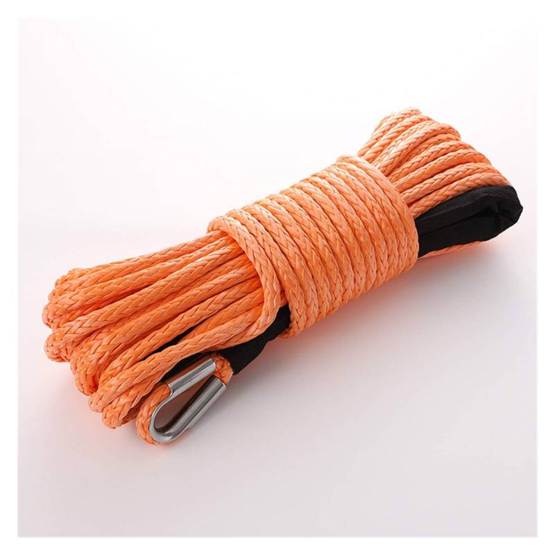 Synthetisches Windenseil-Kabelset 9.5mm * 26m Off-Road Winch Seil Traktionsseil Rettung Auto Anhänger Seil Ultra High Molecular Seil(Orange9.5mmX26m) von LOMCOT