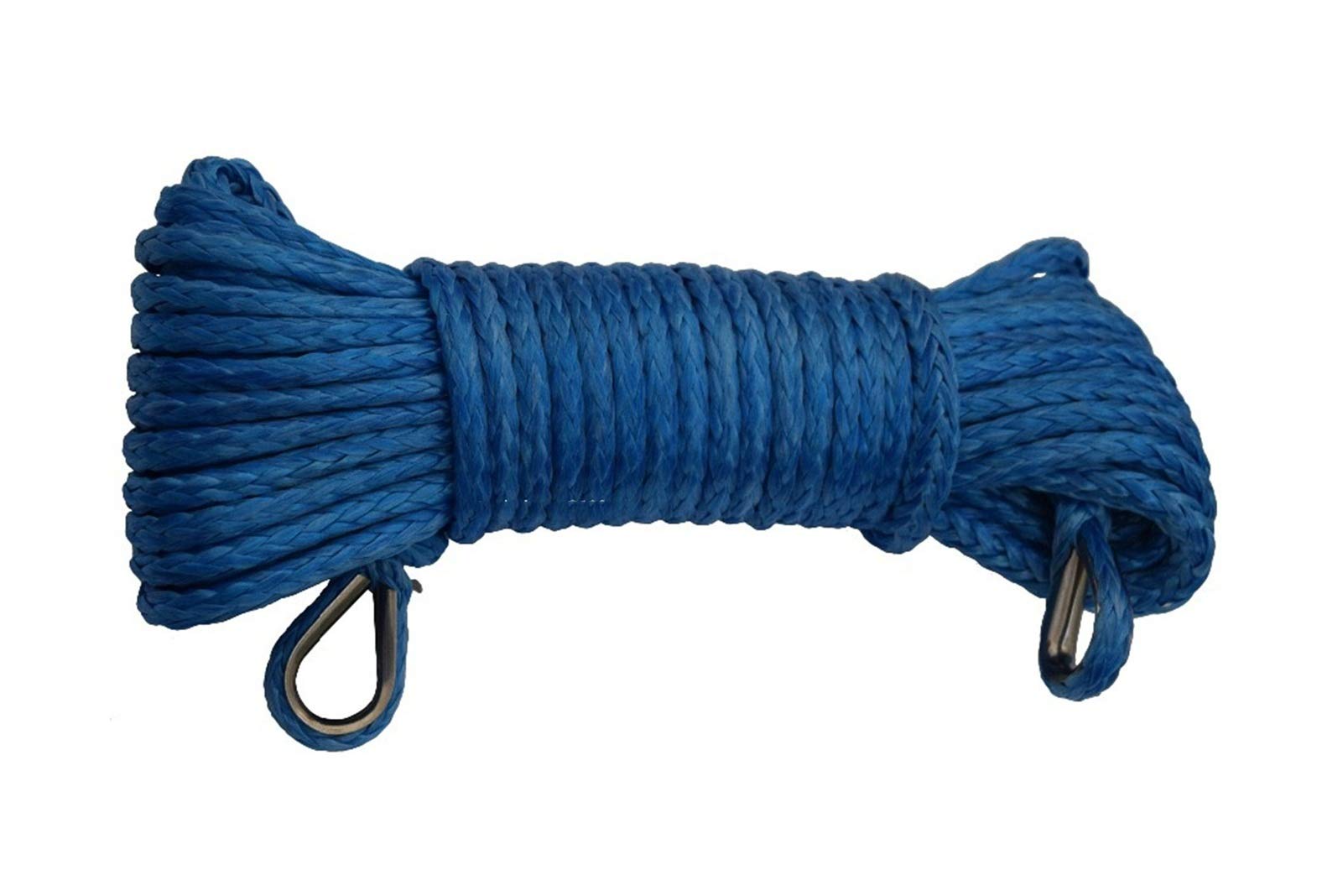 Synthetisches Windenseil-Kabelset Blau 6mm * 15m ATV-Synthetisches Windenseil, Winde-Seilverlängerung mit 2 Fingerhütern, Geländeseil, Windenkabel von LOMCOT