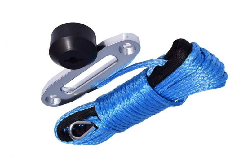 Synthetisches Windenseil-Kabelset Blau 6mm * 15m Synthetisches Windenseil 4500 lbs Hawse Fairlead und Winde Gummistopper, Bootswindekabel, Plasmaseil von LOMCOT