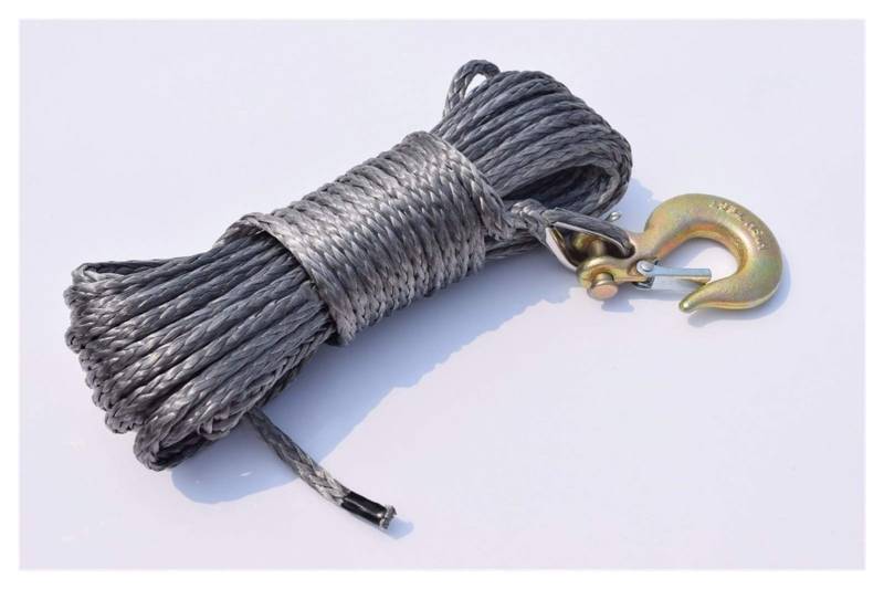 Synthetisches Windenseil-Kabelset Graue 6mm * 15m Synthetisches Seil, ATV Winch Line 6mm, Bootswindekabel, ATV-Winde-Accemies, Spektrenseil von LOMCOT