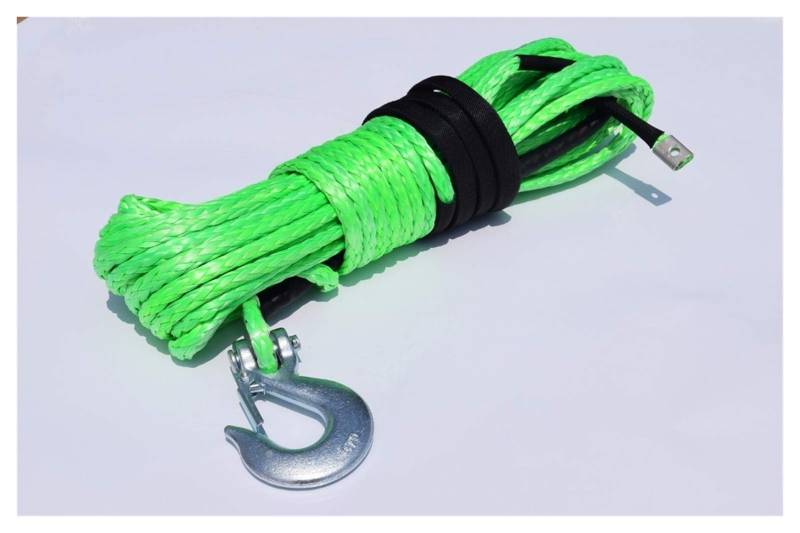 Synthetisches Windenseil-Kabelset Grün 10mm * 30m Synthetischer Winde-Seilhaken, ATV Winch Kit, Bootswindeseil, UTV Winch Zubehör von LOMCOT