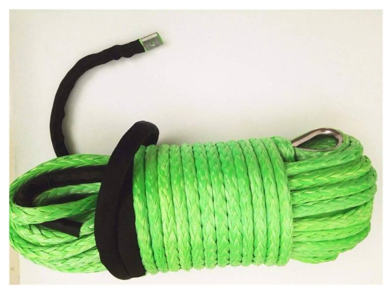 Synthetisches Windenseil-Kabelset Grün 12mm * 45m Synthetisches Windenseil mit Fingerhut und Hülle, ATV Winchkabel, Winde Seil 12mm, Plasmaseil von LOMCOT