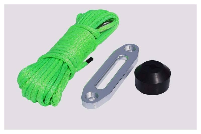 Synthetisches Windenseil-Kabelset Grün 6mm * 15m Spectra Winch Seil 4500 lbs Winde Fairlead und Winch Stopper, ATV Winchkabel, Off Road Seil hinzufügen von LOMCOT