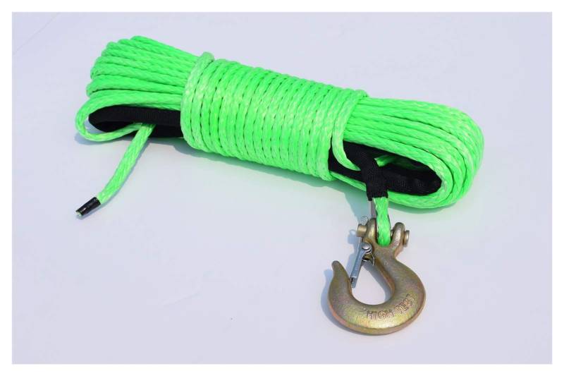 Synthetisches Windenseil-Kabelset Grün 6mm * 15m Synthetisches Seil, ATV Winch Line 6mm, Bootswindekabel for Auto Accessars, AFF Road Seil von LOMCOT