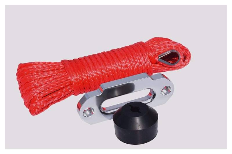 Synthetisches Windenseil-Kabelset Rot 6mm * 15m Synthetisches Windekabel Hinzufügen ATV Winch Fairlead und Winkl Kabelhaken Stoppen Sie ATV Winchkabel, Off Road Seil von LOMCOT