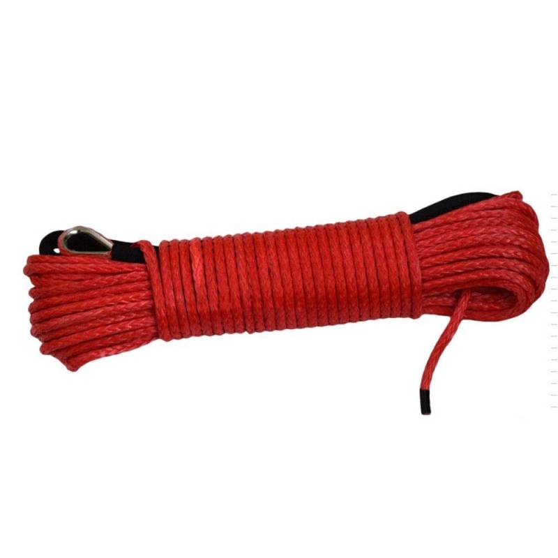 Synthetisches Windenseil-Kabelset Rotes 6mm * 30m Winde Seil mit 4500 £ Aluminium Hawse Fairlead, Synthetisches Seil, Plasma-Seil, ATV-Winch-Linie von LOMCOT