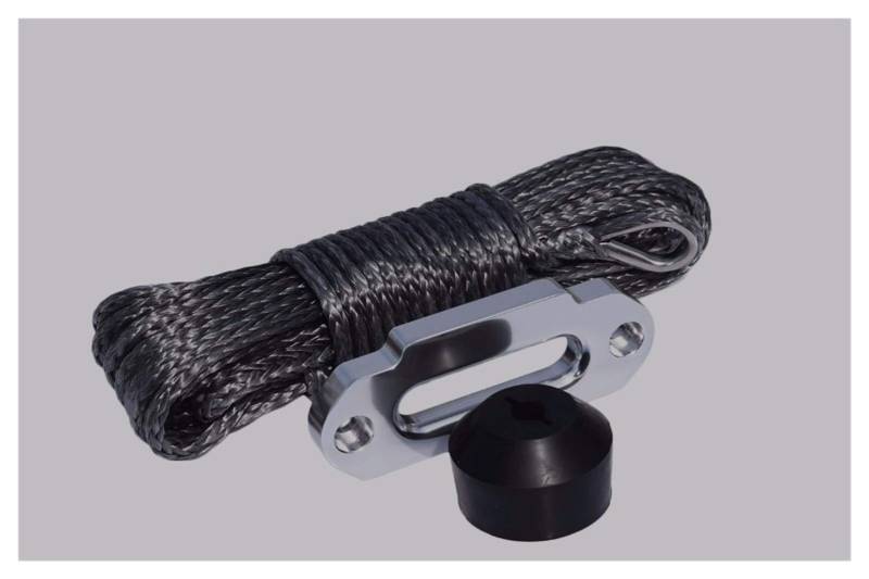 Synthetisches Windenseil-Kabelset Schwarz 6mm * 15M Boat Winch Seil 4000 lbs Winch Fairlead und Winch Stopper, ATV Winch Line, Uhmwpe Seil hinzufügen von LOMCOT