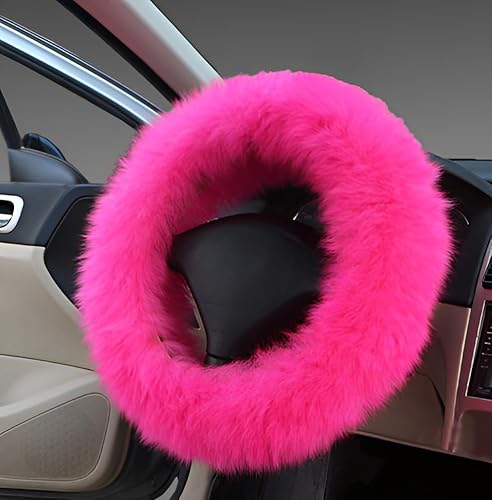 LOMTRATS Mehrfarbiger Flauschiger Auto-Lenkradbezug mit winterwarmer Reiner Wolle, modisch, passend für die meisten Autos, für Damen oder Herren von LOMTRATS