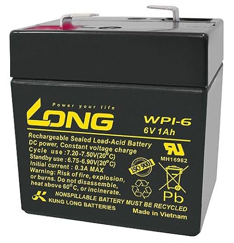 Kung Long WP1-6 Blei Akku 6 Volt 1Ah mit Faston 4,8mm Steckkontakt von LONG