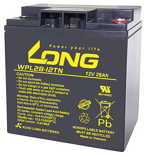 Kung Long WPL28-12TN F6 Longlife Blei-Vlies-Akku, 12Volt, 28Ah, M5 Innengewinde von LONG